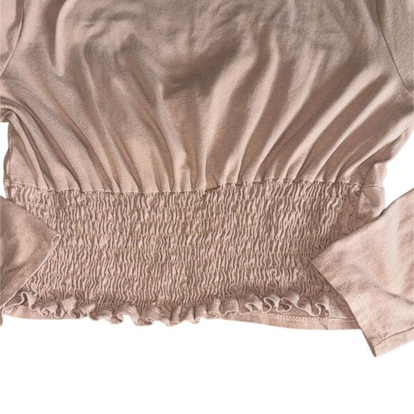 Moa Moa Cropped Fitted Long Sleeve Blouse-Tan-Size XL-GUC - Picture 6 of 6